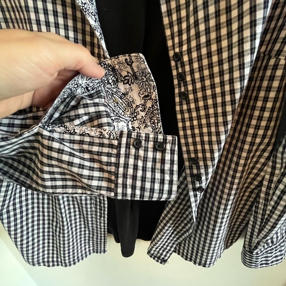 Buffalo black & white check Shirt Signature Larry Levine Long Sleeve Women's M - Picture 4 of 14